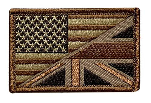 USA UK Flag Subdued British USA Flag Hook Fastener Patch -MTB1-
