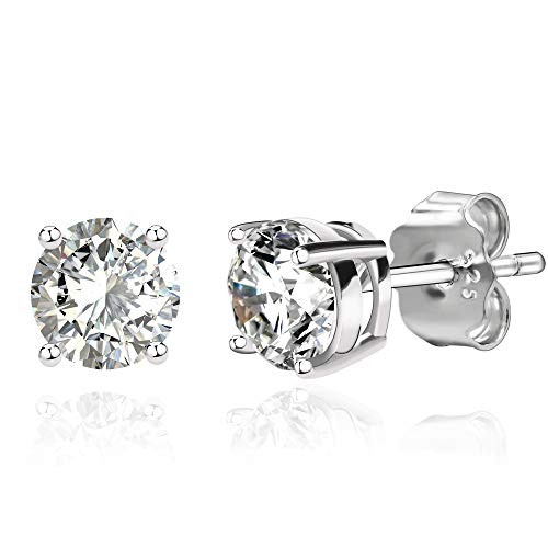 Spoil Cupid Rhodium Plated 925 Sterling Silver Brilliant Cut Cubic Zirconia Stud Earrings for Women Men 5mm Spoil Cupid Rhodium Plated 925 Sterling Silver Brilliant Cut Cubic Zirconia Stud Earrings for Women Men 5mm