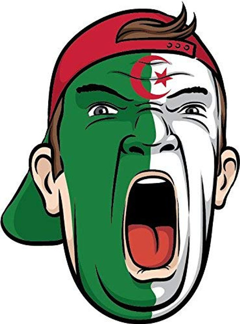 Algeria Football Fan National Flag Face World Cup Soccer Sport - Sticker Decal for Cars Windows Walls Laptops ETC