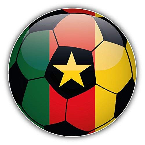 Cameroon Glossy Flag Soccer Ball - Dye Cut Sticker Vinyl Decal - Just Peel off and Stick