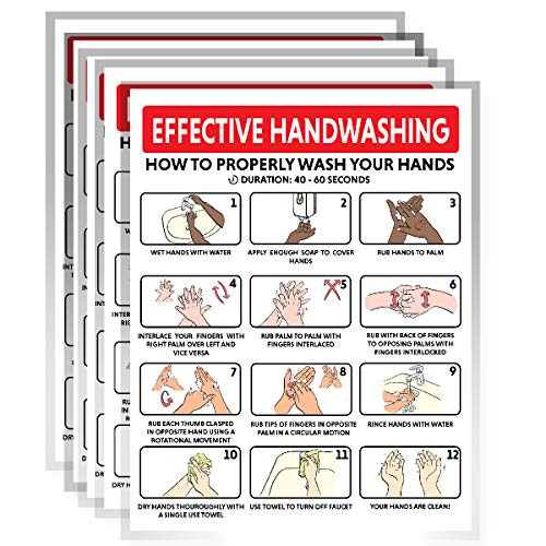 Hand Washing Poster Sign  How to Wash Your Hand Card  Hygiene  Sanitation  Covid Safety Poster - Great Use for Home  School  Offices and Public Spaces  - 8.5 x 11 Inches - 5 per Pack -Laminated-