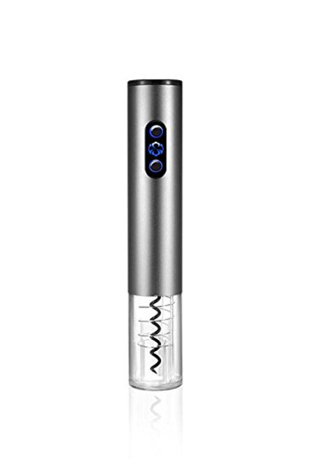 Livern Electric Wine Bottle Opener (CORDLESS), Battery Powered Automatic Cordless Corkscrew with Removable Free Foil Cutter. (Silver)