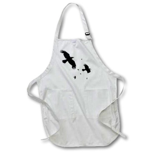 3dRose A Murder of Crows- Animal, Bird, Birds, Crow, Halloween, Myth, Mythological, Mythology, Silhouette - Full Length Apron, 22 by 30-Inch, black, with Pockets (apr_78697_4)