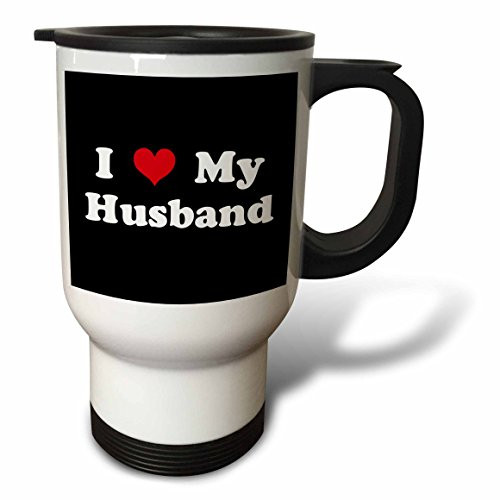 3dRose I Love My Husband Stainless Steel Travel Mug, 14-Ounce