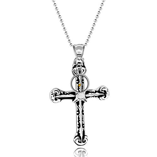 Mens Stainless Steel Retro Cross Pendant Necklace Mustard Seed Christian Jewelry Church Baptism Gifts for Boy Y715-Round Mens Stainless Steel Retro Cross Pendant Necklace Mustard Seed Christian Jewelry Church Baptism Gifts for Boy Y715-Round