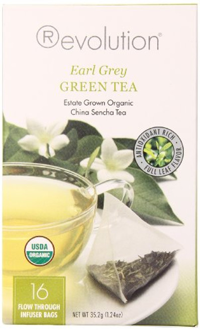 Revolution Tea, Earl Grey Green, Infuser Bags, 16-count (Pack of 6)