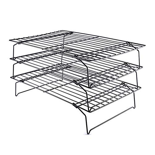YamaziHD 3-Tier Cooling Rack  Stackable Stainless Steel Non-Stick Wire Grid Cookie Cooling Rack Baking for Bread Cake Biscuits and More