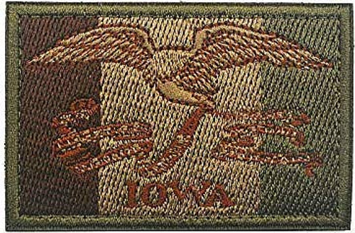 US Iowa State Flag Military Hook Loop Tactics Morale Embroidered Patch
