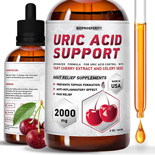 Uric Acid Support - Tart Cherry Extract for Joint Health - Liquid Supplements for Uric Acid Control and Great Kidney Function - Pain Relief and Daily Joint Support -2 Fl Oz-