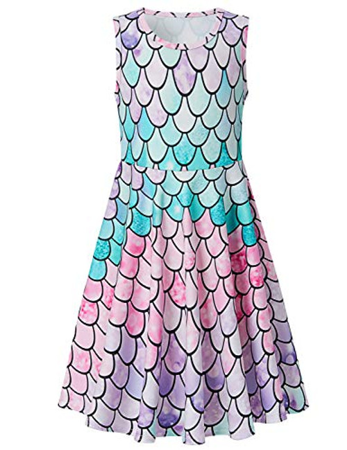 Goodstoworld Girls Summer Casual Sleeveless Dresses Mermaid Beach Holiday Sundress Twirl Skater Dresses for Girls Princess 6-7 Years Goodstoworld Girls Summer Casual Sleeveless Dresses Mermaid Beach Holiday Sundress Twirl Skater Dresses for Girls Princess 6-7 Years