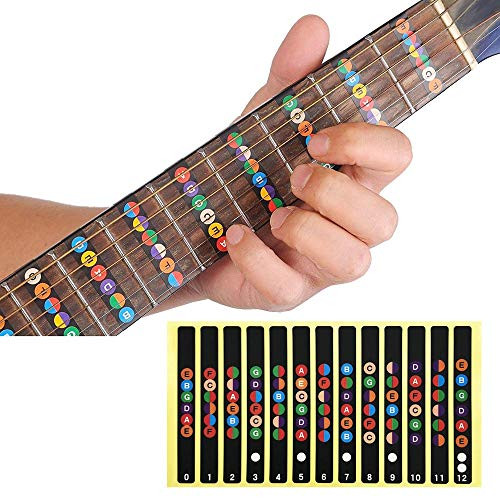 Pinkpaopao 13pcs Guitar Fretboard Note Decals Fingerboard Frets Map Sticker for Beginner Learner Practice Fit 6 Strings Acoustic Electric Guitar