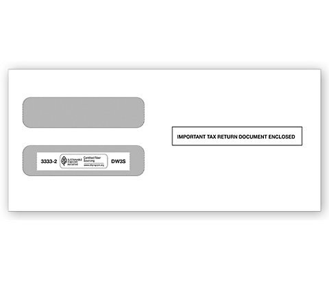 100 W-2 Tax Envelopes for 3-Up Horizontal  Double Window Self-Seal Security Envelope  W-2 Tax Forms Pack of 100 Envelopes 2020