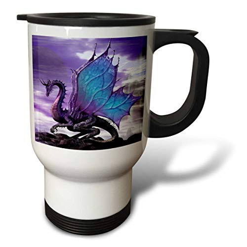 3dRose Fairytale Dragon Travel Mug, 14-Ounce, Stainless Steel