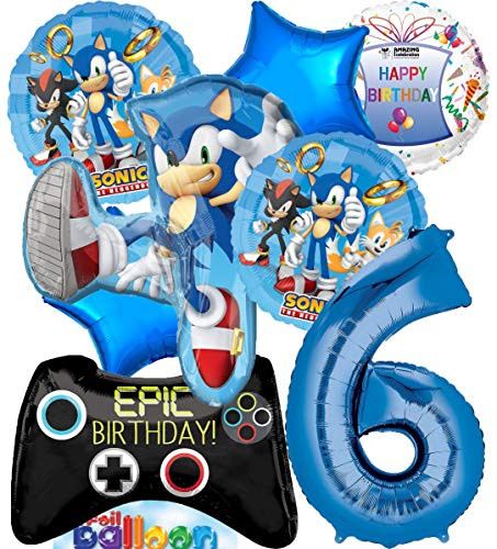 Sonic Party Supplies Balloon Decoration Bundle for 6th Birthday