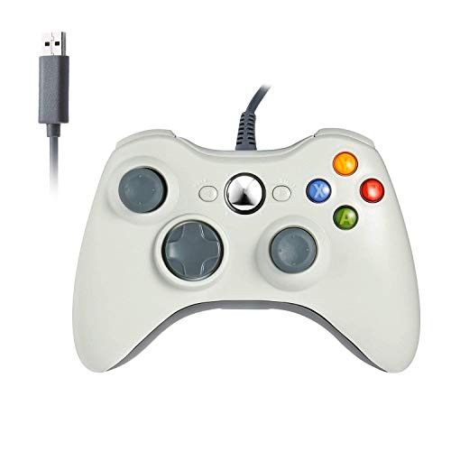 Reiso Xbox 360 Controller, 7.2 ft USB Wired Controller Gamepad Compatible with Microsoft Xbox 360 & Slim 360 PC Windows 7 (White)