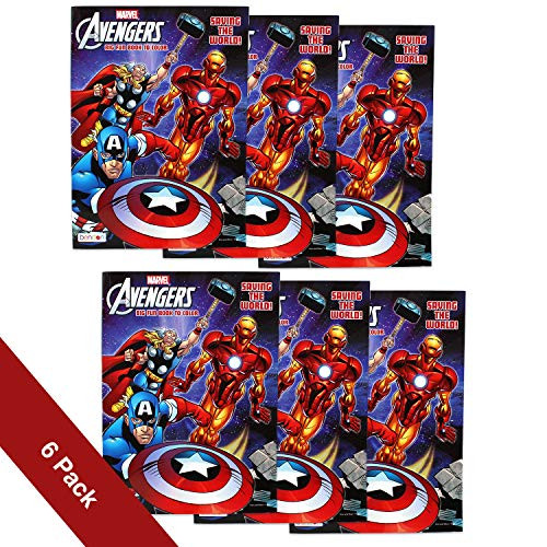 Marvel Avengers Coloring Book - Saving the World Superhero Coloring Book for Kids Party Favors -6 Pack-