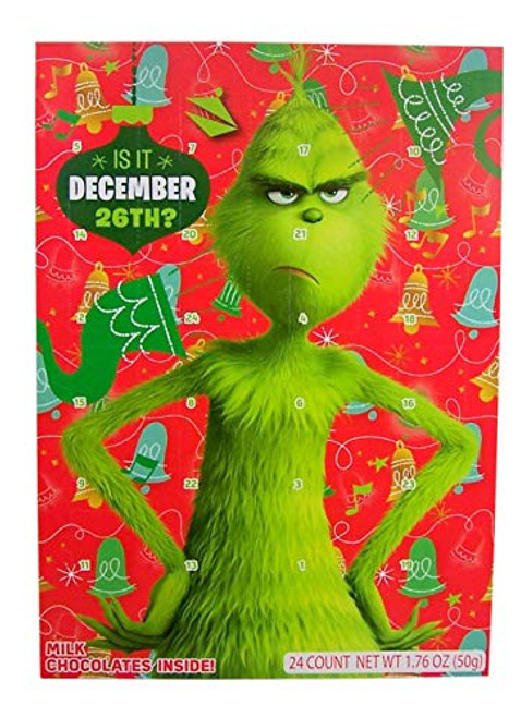 Dr. Seuss  The Grinch Christmas Holiday Countdown Advent Calendar with 24 MIlk Chocolates  Pack Of 1 -1.76 oz-