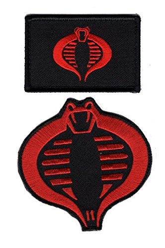 Cobra Embroidered Patch Bundle red blk 2pcs Hook Patch by Miltacusa