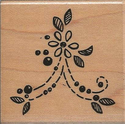 Stitched Scallop Wood Mounted Rubber Stamp -D104-