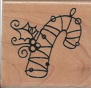 Candy Cane Wood Mounted Rubber Stamp -C152-