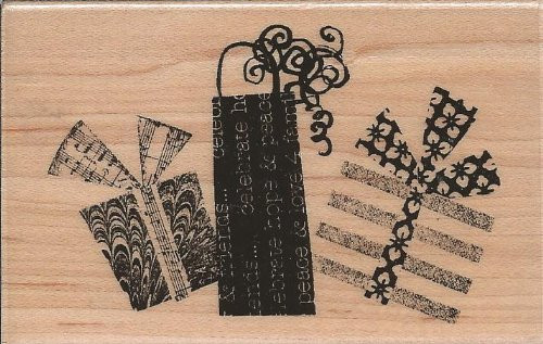 Gift Montage Wood Mounted Rubber Stamp -M146-