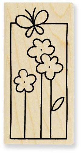 Butterfly Bloom Window Wood Mounted Rubber Stamp -L144-