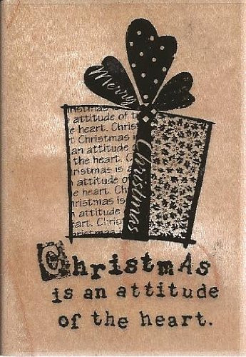 Montage Present Wood Mounted Rubber Stamp -H185-