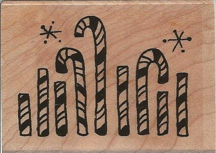 Candy Cane Border Wood Mounted Rubber Stamp -E207-