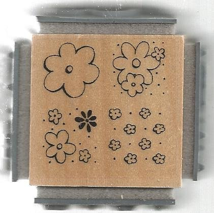 Flower Quartet Wood Mounted Rubber Stamp Cube -MTC13-
