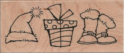 Santa Trio Wood Mounted Rubber Stamp -N199-