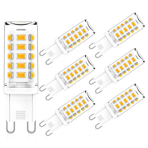 G9 LED Light Bulb 4W 40 Watt G9 Halogen Equivalent 3000K Warm White G9 Bi Pin Base Bulbs for Chandeliers 360° Beam Angle 120V 370LM CRI-85 No-Flicker 6 Pack by Yomis G9 LED Light Bulb 4W 40 Watt G9 Halogen Equivalent 3000K Warm White G9 Bi Pin Base Bulbs for Chandeliers 360° Beam Angle 120V 370LM CRI-85 No-Flicker 6 Pack by Yomis