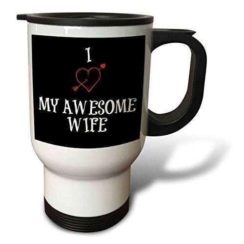 3dRose tm_172482_1" I Love My Awesome Wife, Red Heart, Black Background Stainless Steel" Travel Mug, 14 oz, Multicolor 3dRose tm_172482_1" I Love My Awesome Wife, Red Heart, Black Background Stainless Steel" Travel Mug, 14 oz, Multicolor