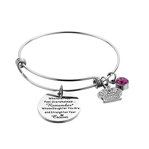 Crown Bracelet Birthstone Charm Bangle Inspirational Jewelry For Women Girl Daughter -10-October- Crown Bracelet Birthstone Charm Bangle Inspirational Jewelry For Women Girl Daughter -10-October-
