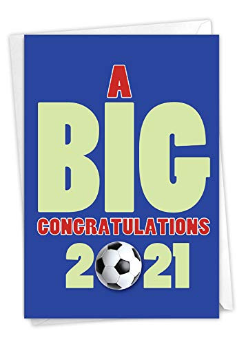 The Best Card Company Soccer Grad - Graduation Greeting Card with Envelope -4.63 x 6.75 Inch- - C6289GDG-21