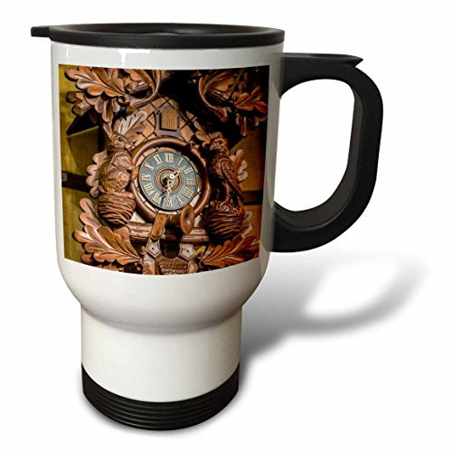 3dRose tm_188523_1 Cuckoo Clock, Rothenburg, Germany Travel Mug, 14 oz, White