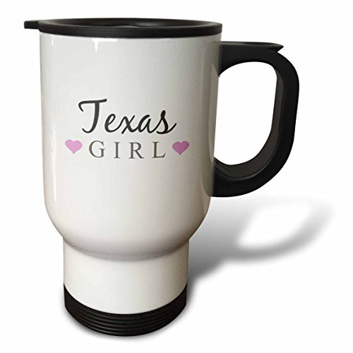 3dRose tm_161875_1"Texas Girl Home State Pride United States of America text & Cute Stainless Steel" Travel Mug, 14 oz, Multicolor