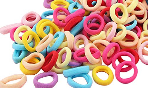 QUHGOPI -100PCS- baby hair bands  soft elastic hair bands for girls and children  seamless hair bands  multi-color elastic ponytail holders