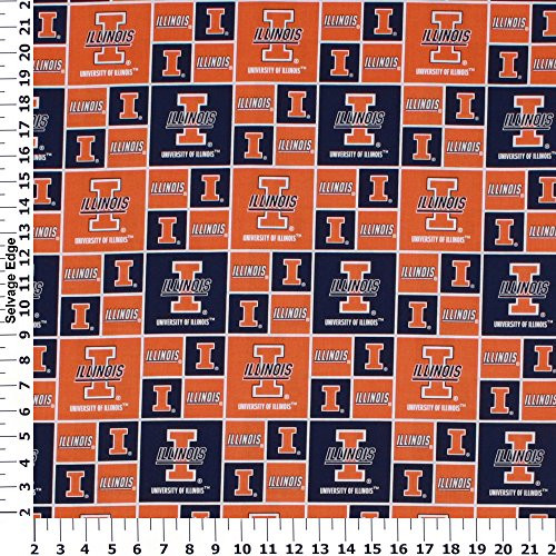 Cotton University of Illinois Illini College Team Sports Cotton Fabric Print By the Yard Cotton University of Illinois Illini College Team Sports Cotton Fabric Print By the Yard