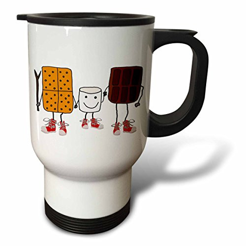 3dRose tm_260889_1 Funny Cute Smores Cartoon with Chocolate and Marshmallow Travel Mug, 14 oz