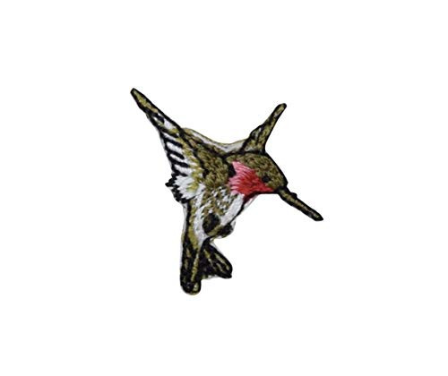 Mini - Hummingbird - Ruby Red Throat - Facing Right - Iron on Embroidered Applique Patch