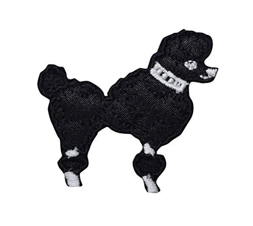 XS Black Poodle - Facing Right - Iron on Applique Embroidered Patch