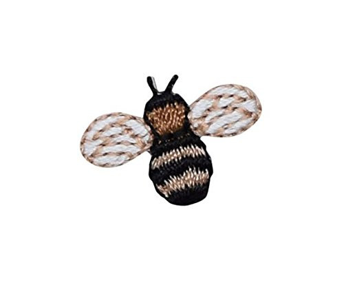 Mini Small - Bee - Brown Black - Iron on Applique Embroidered Patch