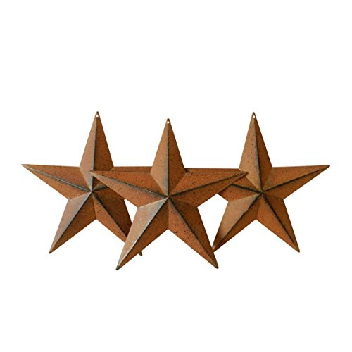 CVHOMEDECO. Country Rustic Antique Vintage Gifts Metal Barn Star Wall Door Decor 8-Inch Set of 3. -Rusty- CVHOMEDECO. Country Rustic Antique Vintage Gifts Metal Barn Star Wall Door Decor 8-Inch Set of 3. -Rusty-