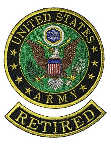 Embroidered Patch - Patches for Women Man - US Army Retired W Official Seal Soldier for Life Hooah Military Service