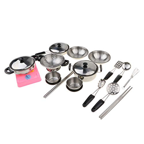 Tongina 20 Pieces Kitchen Pretend Toys  Stainless Steel Cookware Playset  Varieties of Pots Pans  and  Cooking Utensils for Kids Role Play Chef Tongina 20 Pieces Kitchen Pretend Toys  Stainless Steel Cookware Playset  Varieties of Pots Pans  and  Cooking Utensils for Kids Role Play Chef