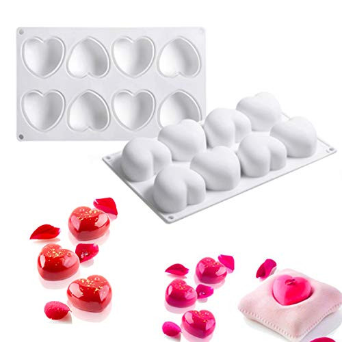 3D Silicone Molds for Chocolate 8 Cavities Mousse Cake Mold 3D Love Heart Shape Silicone Dessert Bakeware Moulds for Chocolate Mini Bundt Cake Dessert Pastry Brownie Jelly Fondant 3D Silicone Molds for Chocolate 8 Cavities Mousse Cake Mold 3D Love Heart Shape Silicone Dessert Bakeware Moulds for Chocolate Mini Bundt Cake Dessert Pastry Brownie Jelly Fondant