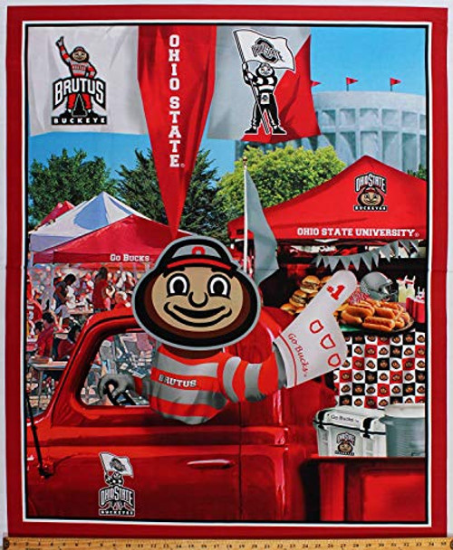 36 inch X 42 inch Panel Ohio State University OSU Buckeyes Brutus Mascot Truck Go Bucks Tailgating Tailgate Party Football Fans NCAA College Sports Team Cotton Fabric Panel -D351.05- 36 inch X 42 inch Panel Ohio State University OSU Buckeyes Brutus Mascot Truck Go Bucks Tailgating Tailgate Party Football Fans NCAA College Sports Team Cotton Fabric Panel -D351.05-