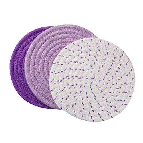 BESTONZON Round Cotton Woven Placemat Food Pad Kitchen Non-slip Heat Resistant Coaster Table Mat for Dining Table 3pcs BESTONZON Round Cotton Woven Placemat Food Pad Kitchen Non-slip Heat Resistant Coaster Table Mat for Dining Table 3pcs