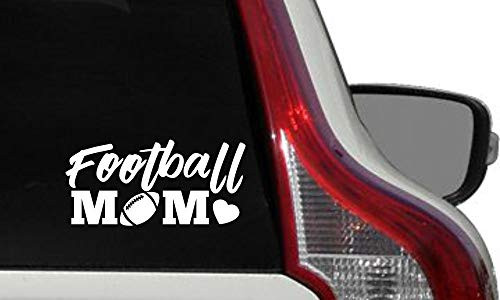 Mom Football Heart Car Vinyl Sticker Decal Bumper Sticker for Auto Cars Trucks Windshield Custom Walls Windows Ipad MacBook Laptop Home and More -White-