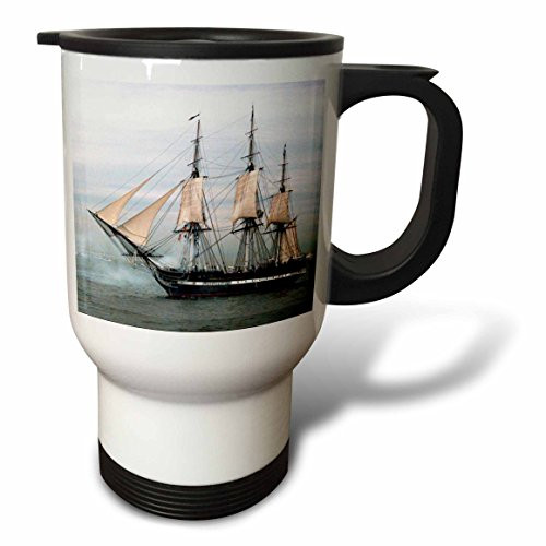 3dRose Brown Coffee Cup with Music Notes Travel Mug, 14-Ounce, Stainless Steel